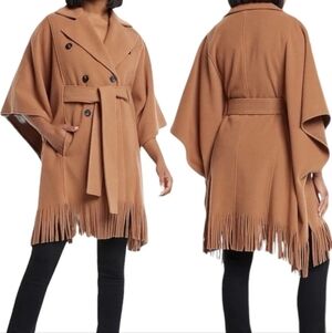 Express Tan Fringe Poncho